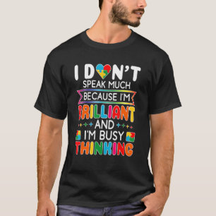 Camiseta Eu Não Falo Muito Brilhante Autismo Homens Autista