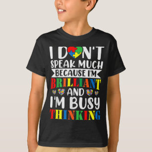Camiseta Eu Não Falo Muito Brilhante Autismo Meninos Autist