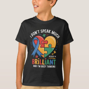 Camiseta Eu Não Falo Muito Gênio Autismo Menino Autista Gi