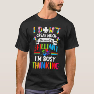 Camiseta Eu Não Falo Muito Gênio Autismo Meninos Autistas