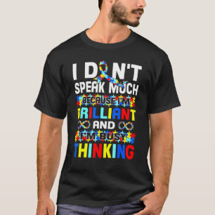 Camiseta Eu Não Falo Muito Sou Brilhante Autismo Menino Aut