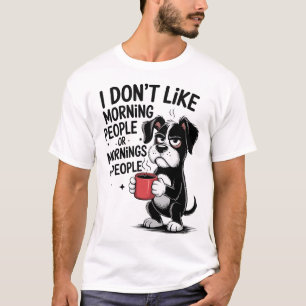 Camiseta Eu Não Gosto de Pessoas da Manhã Café Cachorro Mal