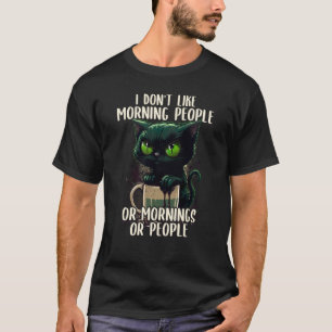 Camiseta Eu Não Gosto de Pessoas da Manhã Café & Gato Sarcá