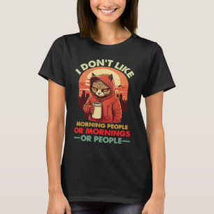 Camiseta Eu não gosto de Pessoas de manhã ou de gatos zanga