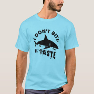 Camiseta Eu não mordo gosto - citação do fã de tubarão engr
