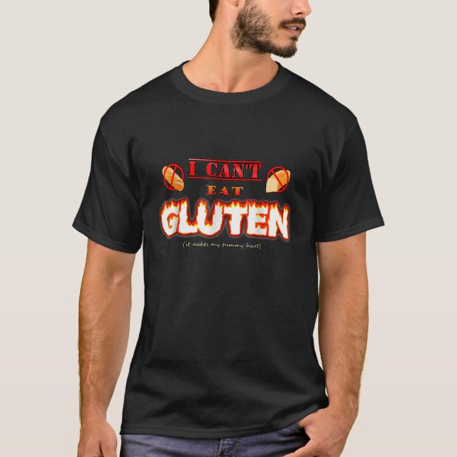 Camiseta Eu Não Posso Comer Gluten Isso Faz Meu Tummy Machu (Frente)