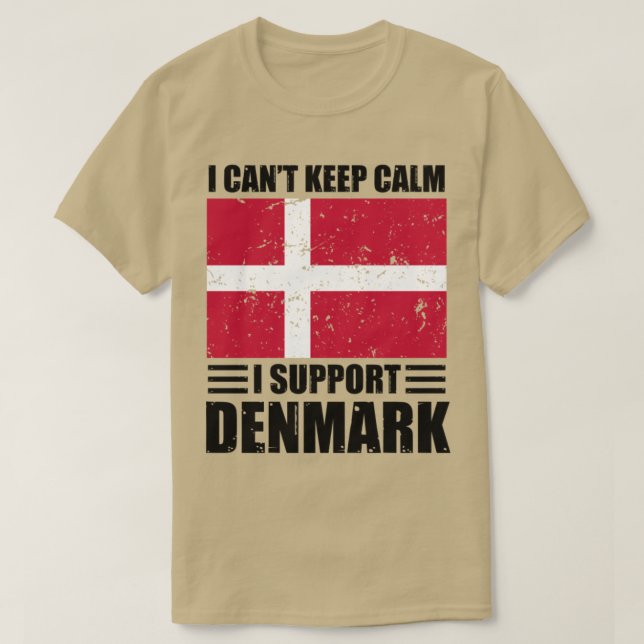 Camiseta Eu não posso ficar calmo eu apoio o Denmark Footba (Frente do Design)