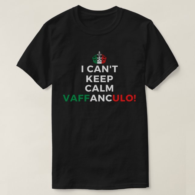 Camiseta Eu não posso ficar tranquila dizendo italiano vaff (Frente do Design)