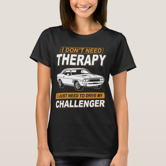 Camiseta EU NÃO PRECISO DE TERAPIA Dodge Challenger 1973 (Frente)