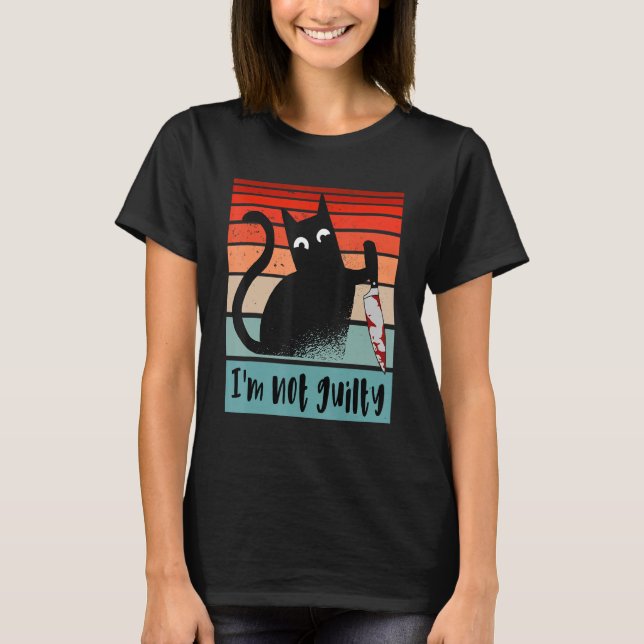 Camiseta Eu não sou culpado Gato Inocente com Dia das Bruxa (Frente)