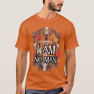 Camiseta Eu não sou homem Espada e Flores Fantasia Branca f