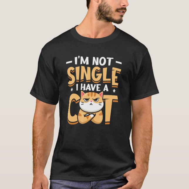 Camiseta Eu não sou Solteiro eu tenho um Solteiro de gato m (Frente)