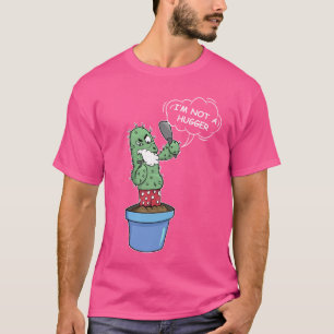 Camiseta Eu não sou um Hugger Sarcastic Cactus Tee Hallowee