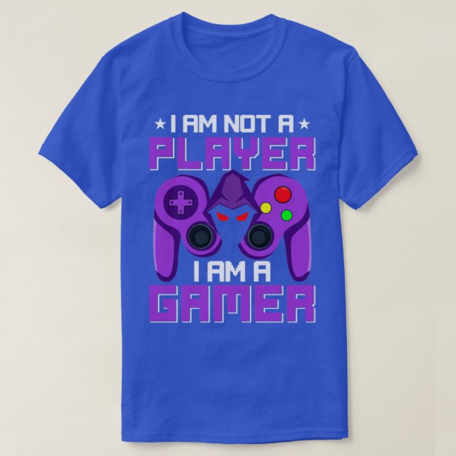 Camiseta Eu Não Sou Um Jogador Im Um Gamer Purple Game Cont (Frente do Design)