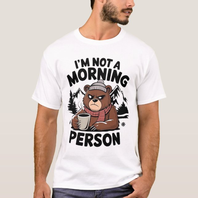 Camiseta "Eu não sou uma pessoa matinal" urso (Frente)
