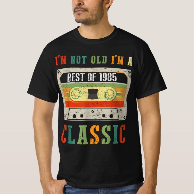 Camiseta Eu não sou velho, sou um clássico 1985, 1985, Birt (Frente)