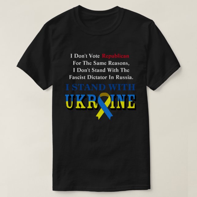Camiseta Eu não voto republicano, eu fico com UCRÂNIA T-Sh (Frente do Design)