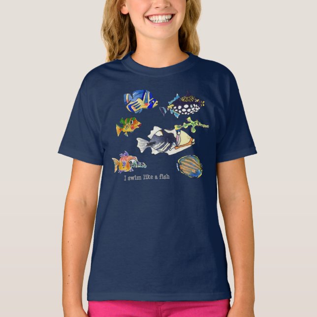 Camiseta Eu Natação Como Um Peixe (Frente)