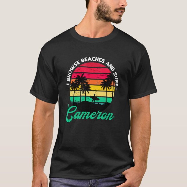 Camiseta Eu Navego Em Praias E Cameron Surf Surfar Em Louis (Frente)
