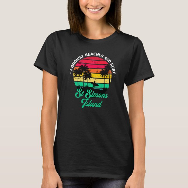 Camiseta Eu Navego Em Praias E Ruas Surfs Ilha Simons Surfi (Frente)