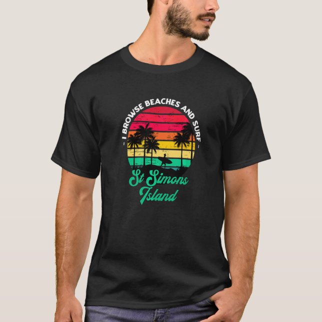 Camiseta Eu Navego Em Praias E Ruas Surfs Ilha Simons Surfi (Frente)