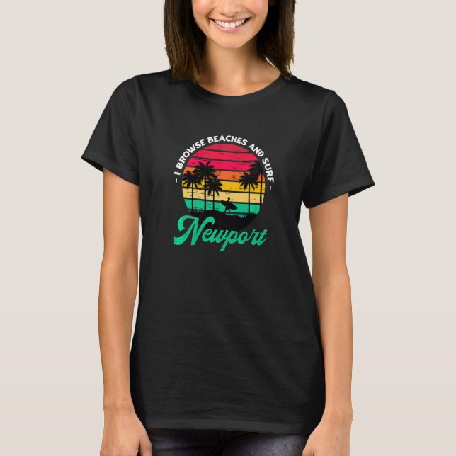 Camiseta Eu Navego Em Praias E Surf, Surfar Em Rhode É (Frente)