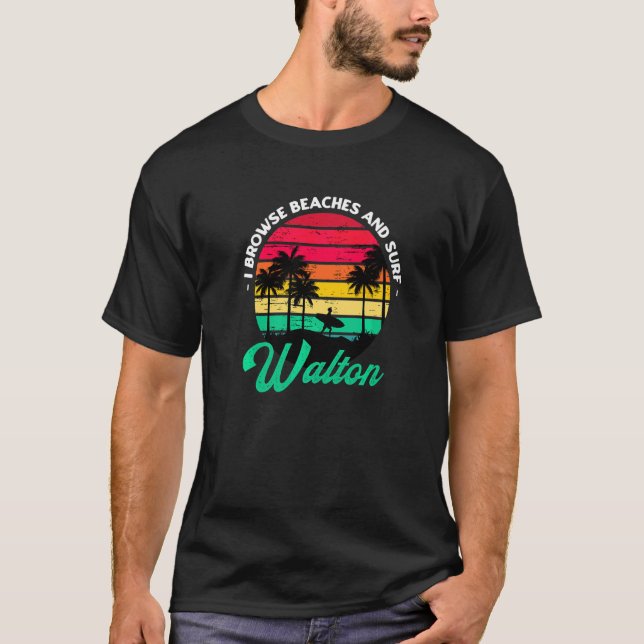 Camiseta Eu Navego Em Praias E Surf Walton Surfing Florida  (Frente)