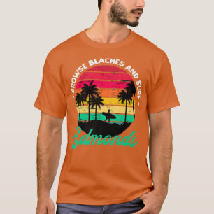 Camiseta Eu Navego Praias e Edmonds Surfs Navegando Lavando