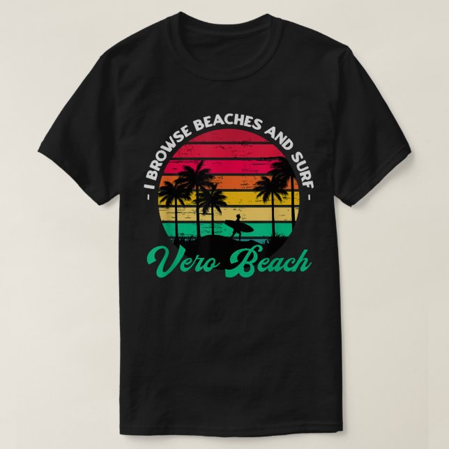 Camiseta Eu Navego Praias e Surf Vero Beach Surfe na Flórid (Frente do Design)