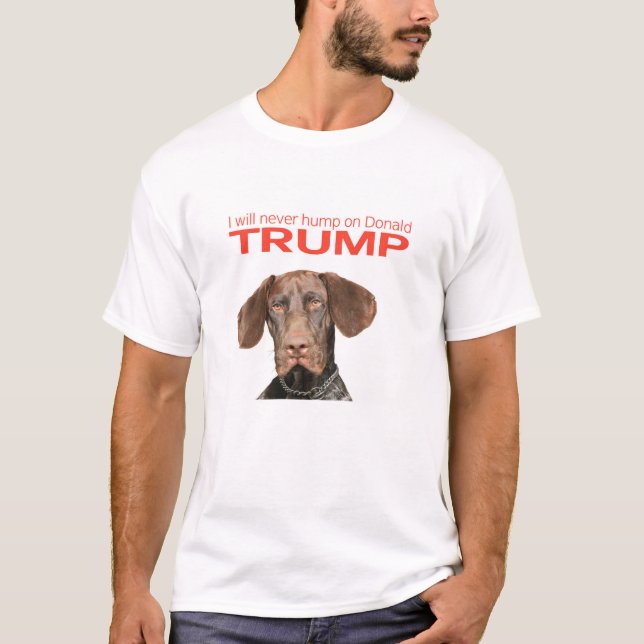 Camiseta Eu nunca corcunda em Donald Trump! (Frente)