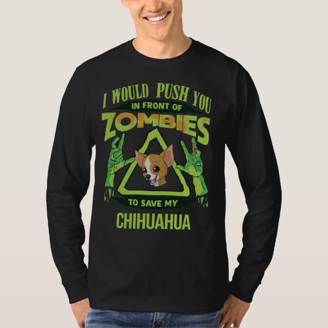 Camiseta Eu O Empurraria Na Frente Dos Zombies Para Salvar  (Frente)
