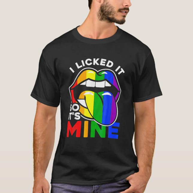 Camiseta Eu o licenciei, então são meus Lábios LGBTQ Arco-Í (Frente)