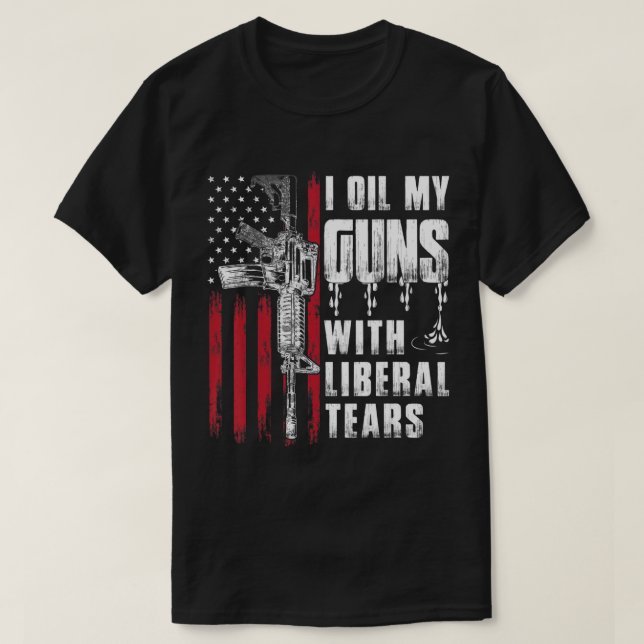 Camiseta Eu Oculto Minhas Armas Com Lágrimas Liberais Bande (Frente do Design)