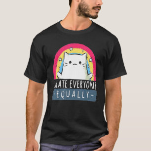 Camiseta Eu Odeio a Todos Igualmente Arco-Íris Gato