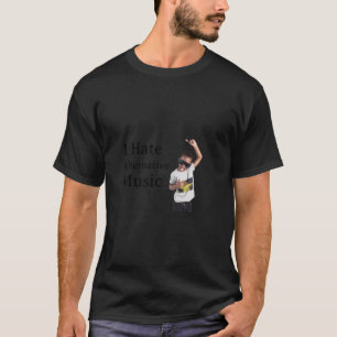 Camiseta Eu Odeio Música Alternativo Relaxada Ajustado T-Sh
