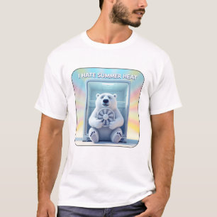 Camiseta Eu Odeio o Calor do Verão - Urso Polar Fofo na Gel