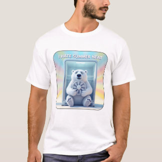 Camiseta Eu Odeio o Calor do Verão - Urso Polar Fofo na Gel