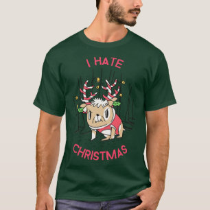Camiseta Eu Odeio O Feliz Presente De Pug Festivo.