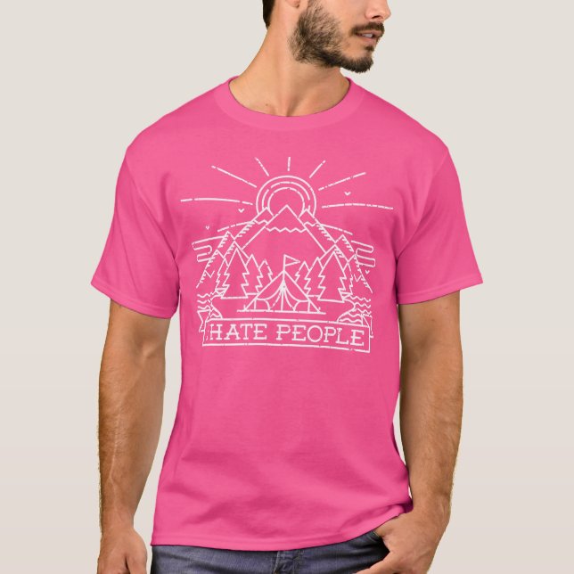 Camiseta Eu Odeio Pessoas Acampando Anéis Engraçados (Frente)