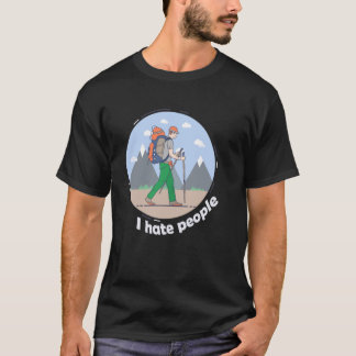 Camiseta Eu Odeio Pessoas Acampando Piada Montanha Caminhad