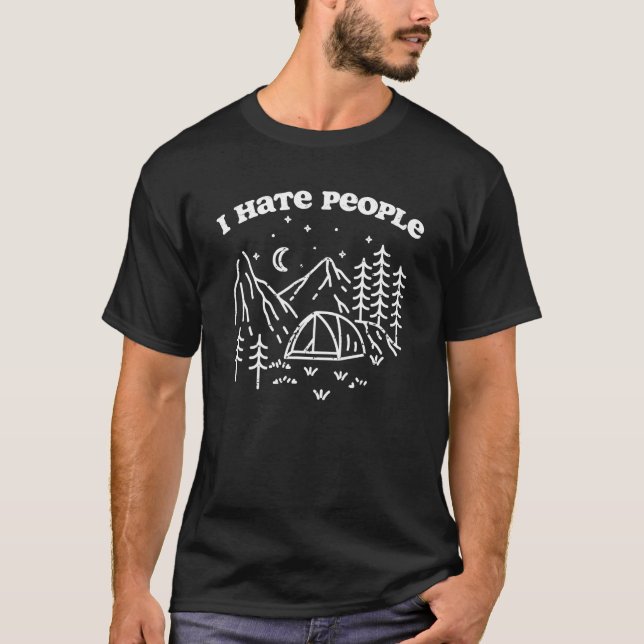 Camiseta Eu Odeio Pessoas Engraçadas Acampando Fora do Tamp (Frente)
