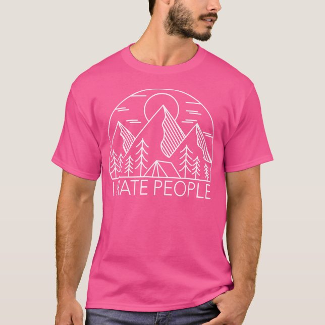 Camiseta Eu Odeio Pessoas Engraçadas Acampando Montanhas Su (Frente)