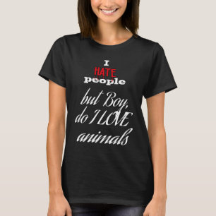 Camiseta Eu odeio pessoas, mas adoro animais cães gatos e a