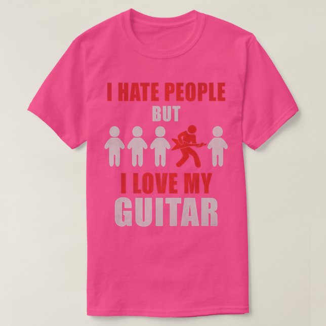 Camiseta Eu odeio pessoas, mas adoro guitarrista engraçado  (Frente do Design)