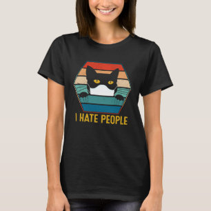 Camiseta Eu Odeio Pessoas Negras Gatos Vestindo Máscara Qua