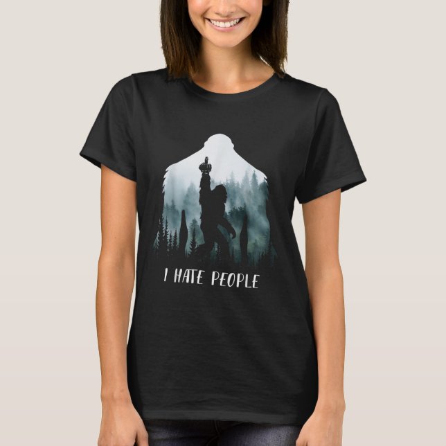 Camiseta Eu Odeio Pessoas Presente de Acampamento Bigfoot E (Frente)