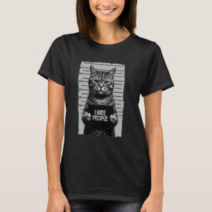 Camiseta Eu Odeio Pessoas u2013 Foto Engraçada de um Gato M