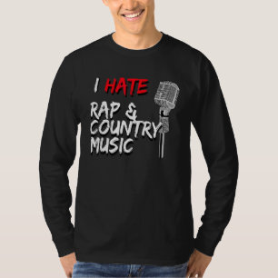 Camiseta Eu Odeio Rap e Música Country Microfone Vintage