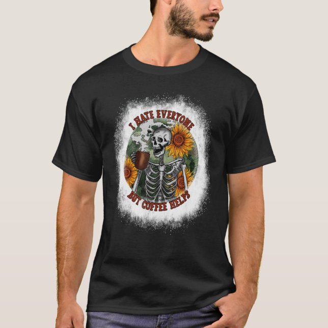Camiseta Eu Odeio Todos, Mas O Café Ajuda A Flor S (Frente)