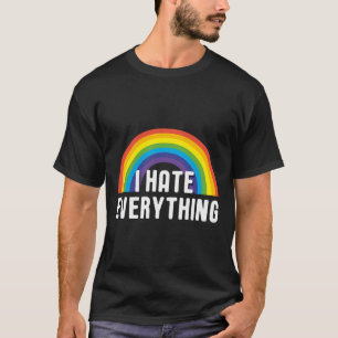 Camiseta Eu Odeio Tudo Irônico Arco-Íris Engraçado Dizendo